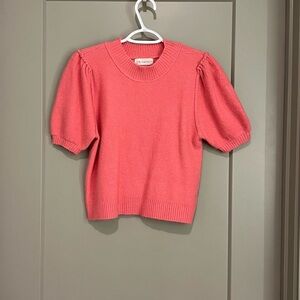 By Together Pink Crew Neck Sweater with Puff Sleeves